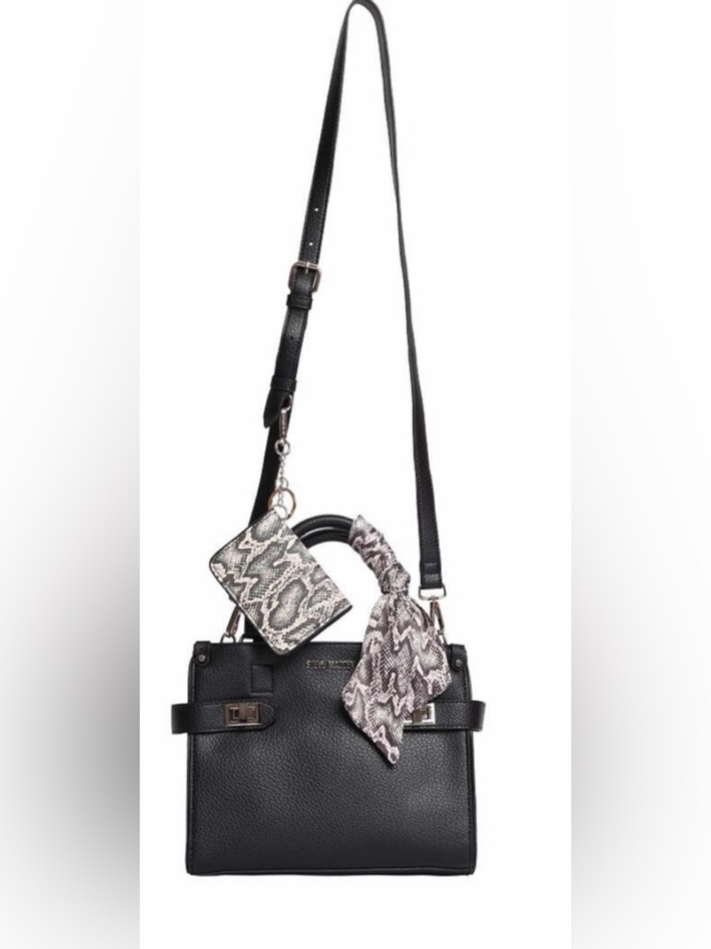 Steve Madden Black Pebbled Leather Crossbody Satchel